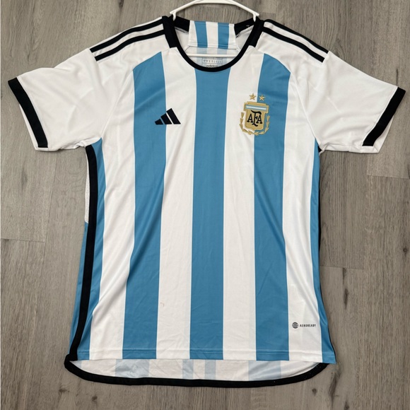 adidas Blue and White Striped Jersey - Picture 1 of 2